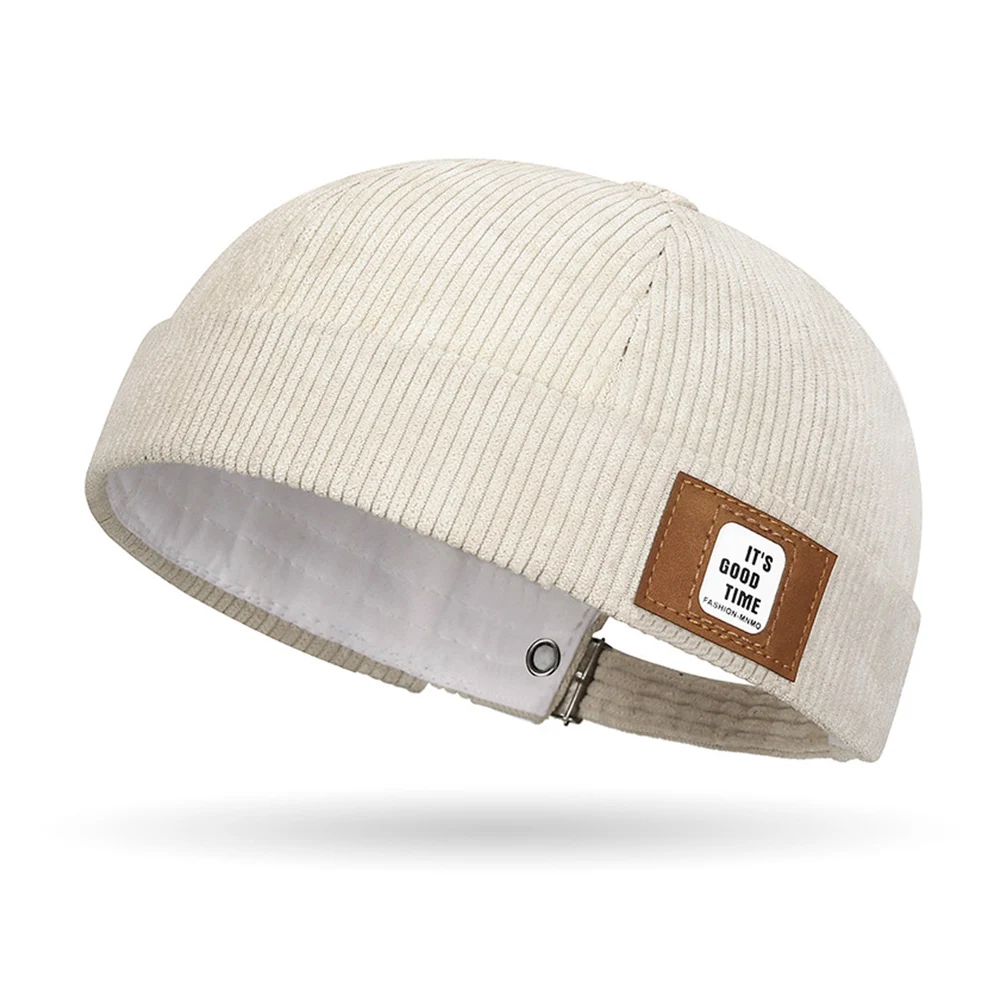 Vintage-Style Unisex Brimless Beanie Hat - Solid Color, Lightweight & Portable