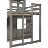 House Bunk Beds Twin Over Full Size, Wood Bunk Beds with Roof and Window Distressed Grey, Twin Over Full with Slide 4
