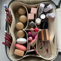 Customized name pu leather cosmetic bag with zoned storage and large capacity toiletry bag for autumn and winter new products 5