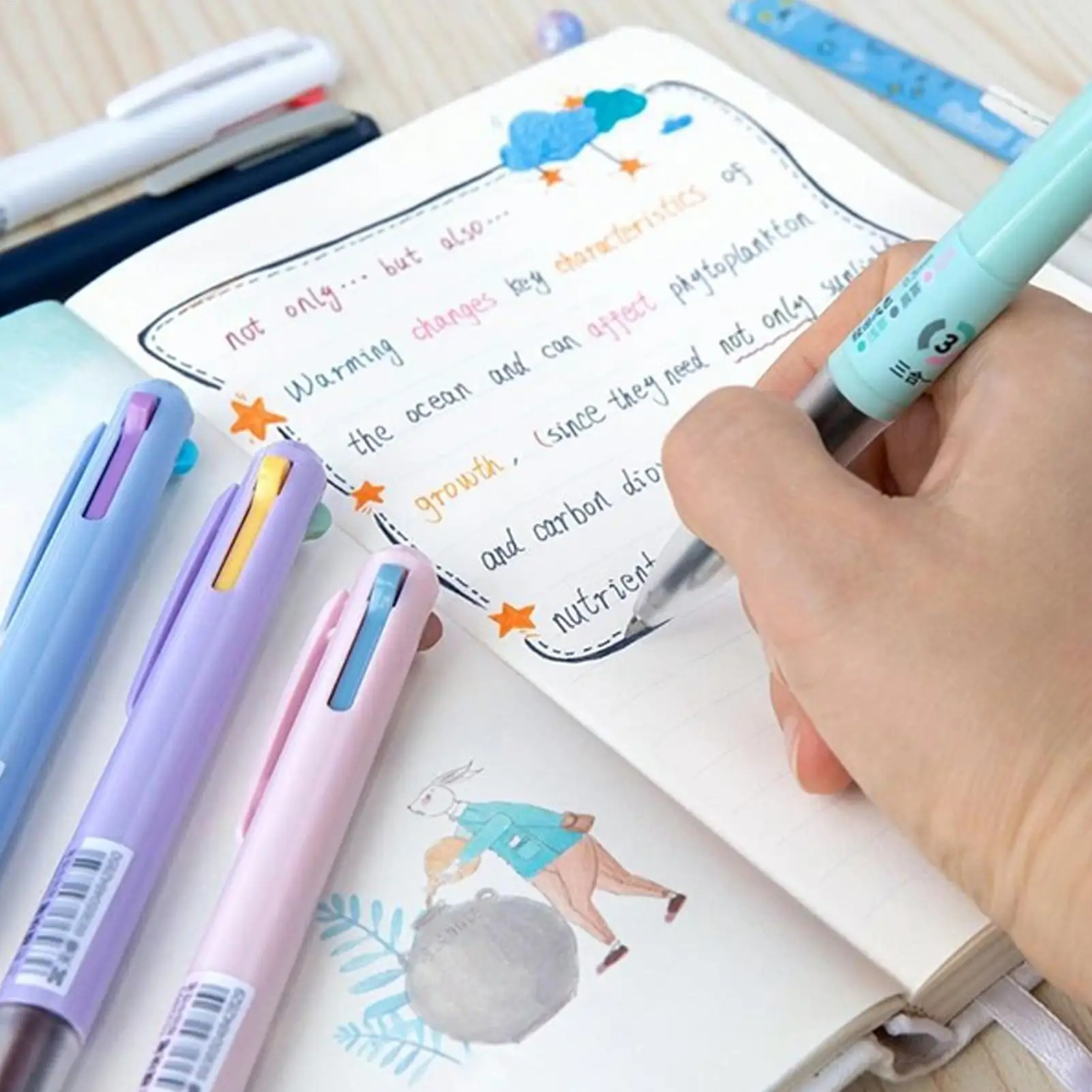 Gel Pens 18 Colors Ink Ballpoint Pens 0.5mm 6 Pieces Smooth Writing Stationery Supplies School Supplies for Home Office Art