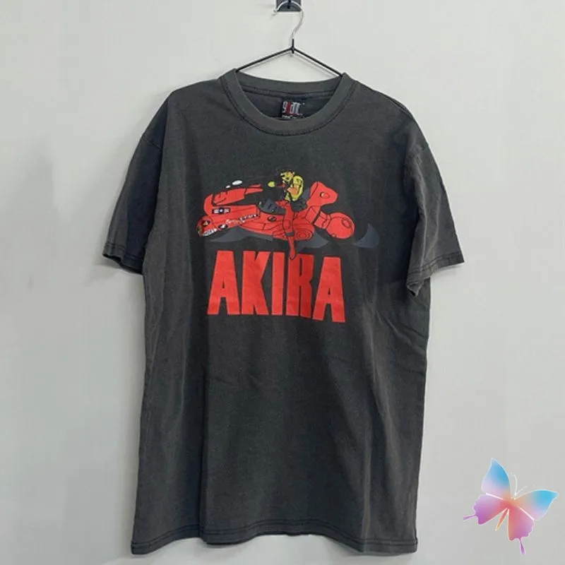 

Hiphop Street Cotton Akira T-shirts Anime Racing Cartoon Short Sleeve Vintage Wash Old Casual Loose Oversized Men Women Top Tees