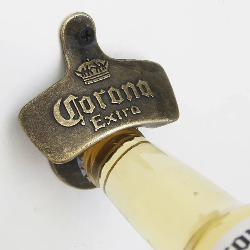 Bottle Opener Vintage Beer Bottle Opener Creative Wall Mounted Fixed Corona Zinc Alloy