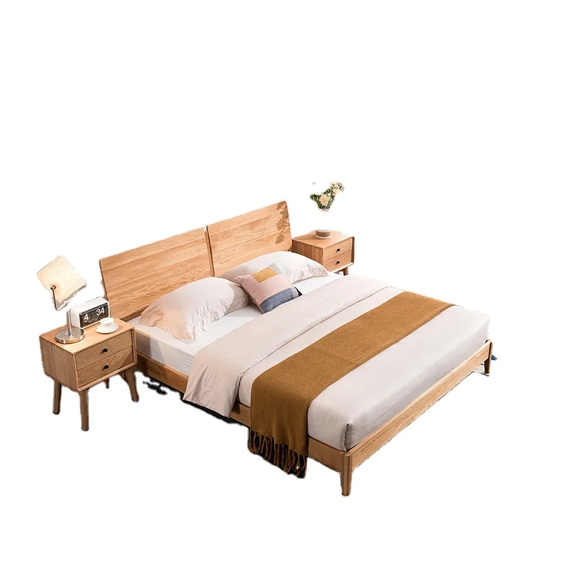 

Modern Simple Solid Designer Furniture Oak Wood Bed