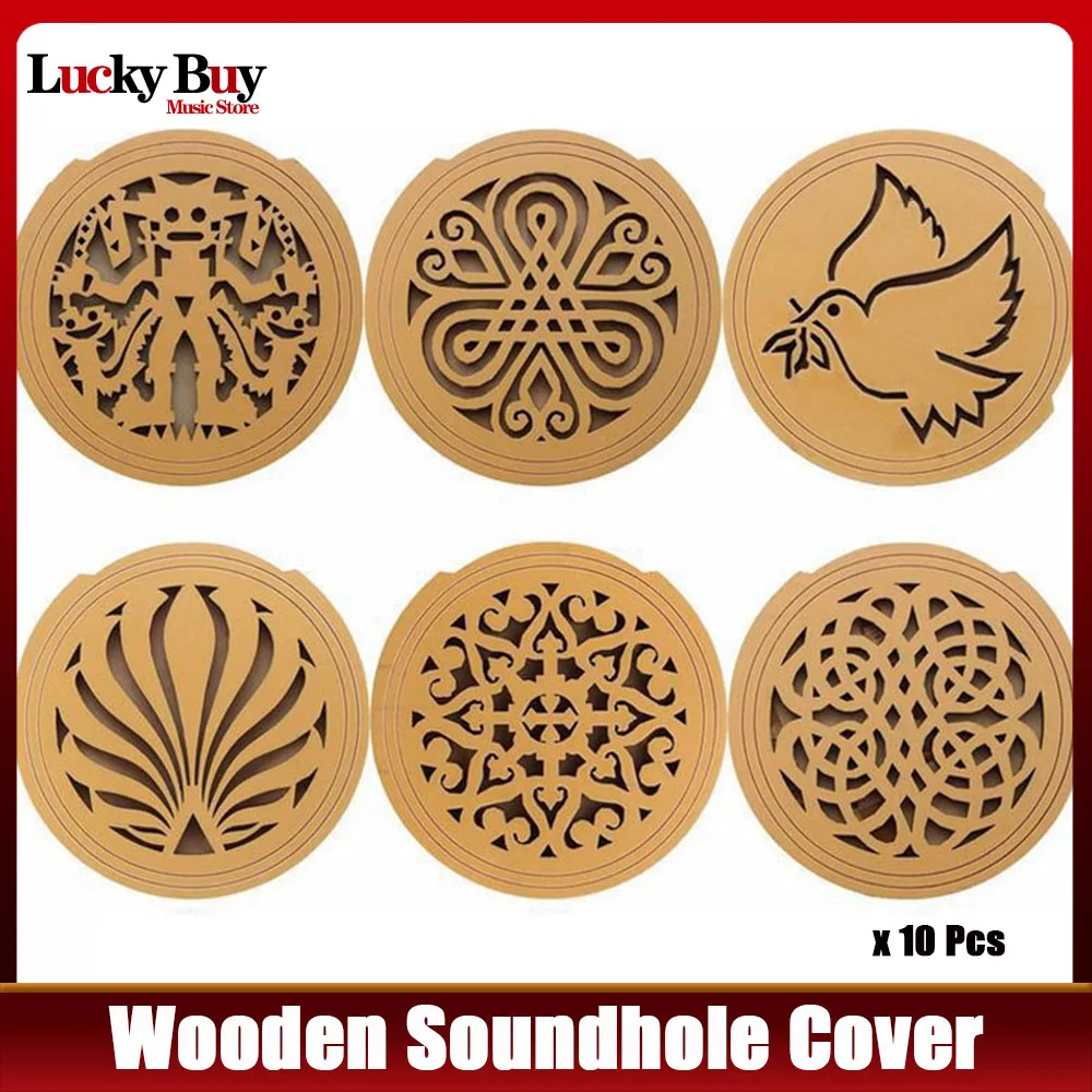 

10pcs Guitar Wooden Soundhole Sound Hole Cover Block Spruce Wood for EQ Acoustic Folk Guitars