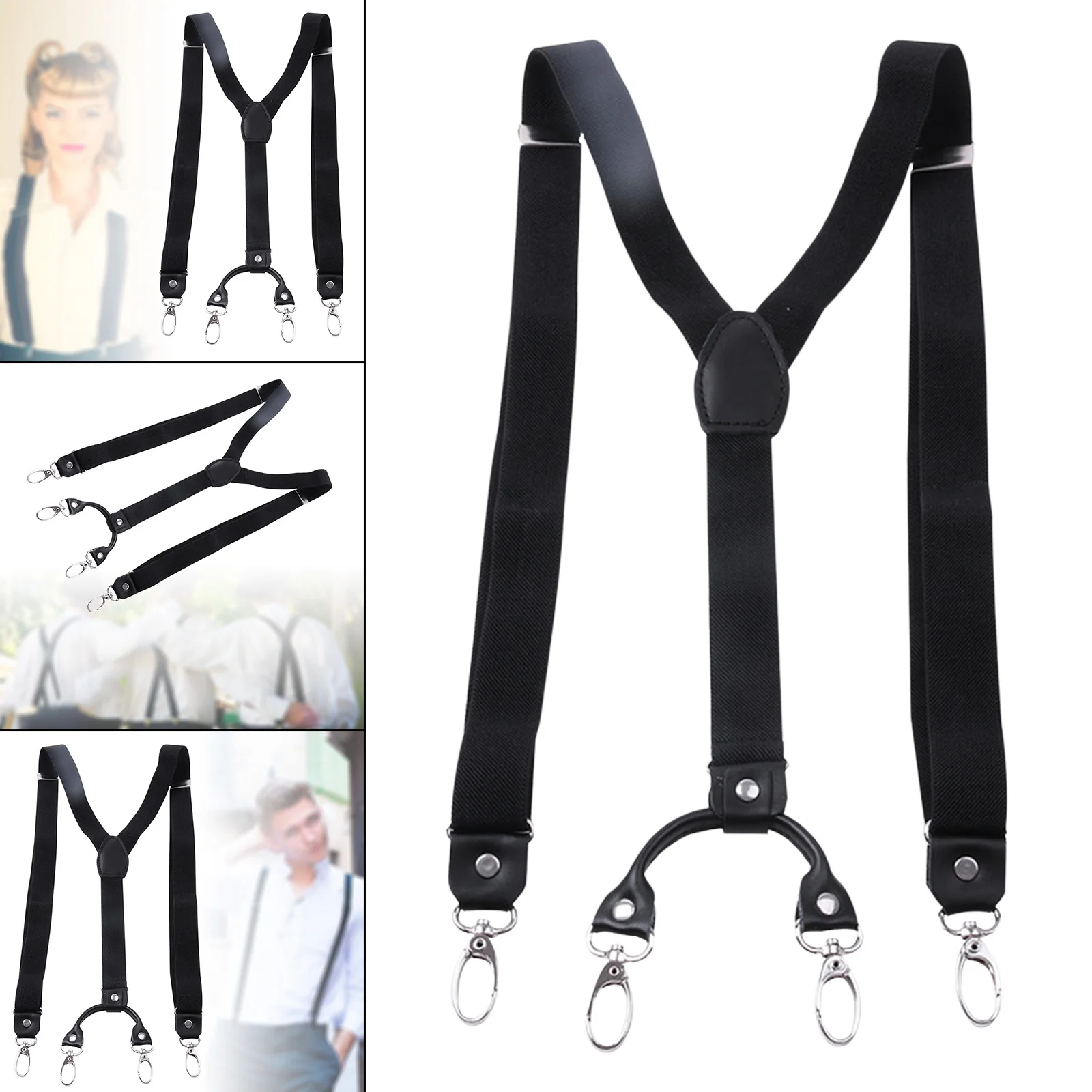 Suspenders Swivel Back Belt Loops Pants 2.5cm Width 4 Hooks Men/Women Suspender Y Back Retro Braces Suspensorios Wedding Casual