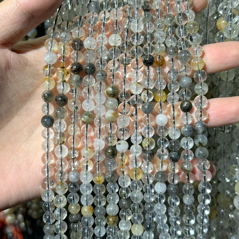 Natural Herkimer Diamond crystal round 6mm 8mm 10mm multicolor  38cm  loose beads Jewelry DIY for jewelry making 4
