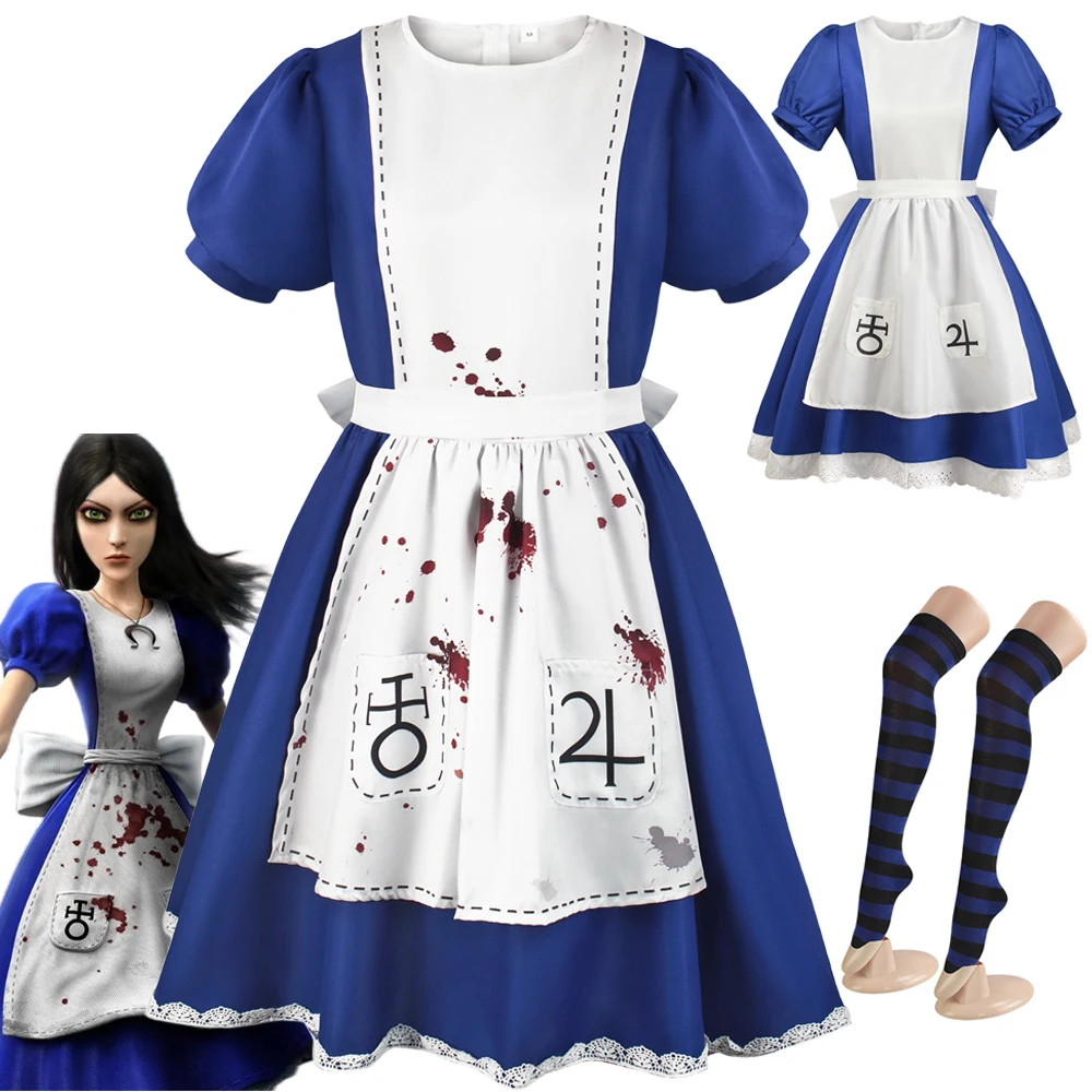 Gioco Alice: Madness Returns Costume Cosplay Alice Maid Dress Uniform Adult Women Halloween Carnival Party Clothes