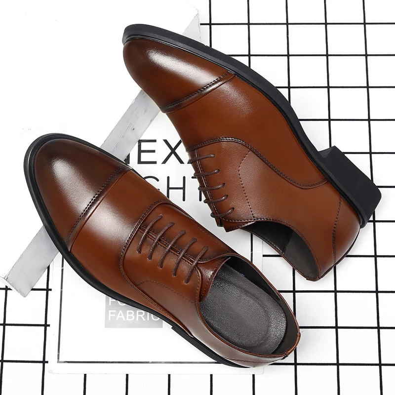 Height Increasing Shoes Men Taller Elevator 6CM Invisible Insole for Daily Men's Heighten Increased Wedding Oxfords Office Male mens brogue shoes