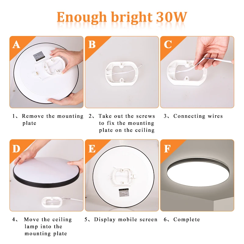 Led 천장 조명 Led 전구 220v 현대 천장 조명 18W 30W 40W 50W 거실 천장 조명 침실 주방 실내 전등