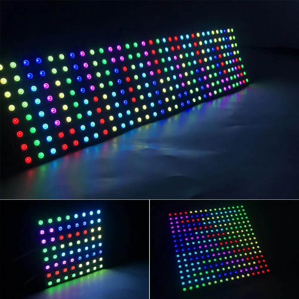 WS2812B LED 디지털 유연한 개별 주소 지정 패널 조명, 8x8, 16x16 픽셀 모듈, RGBIC 매트릭스 스크린, DC5V
