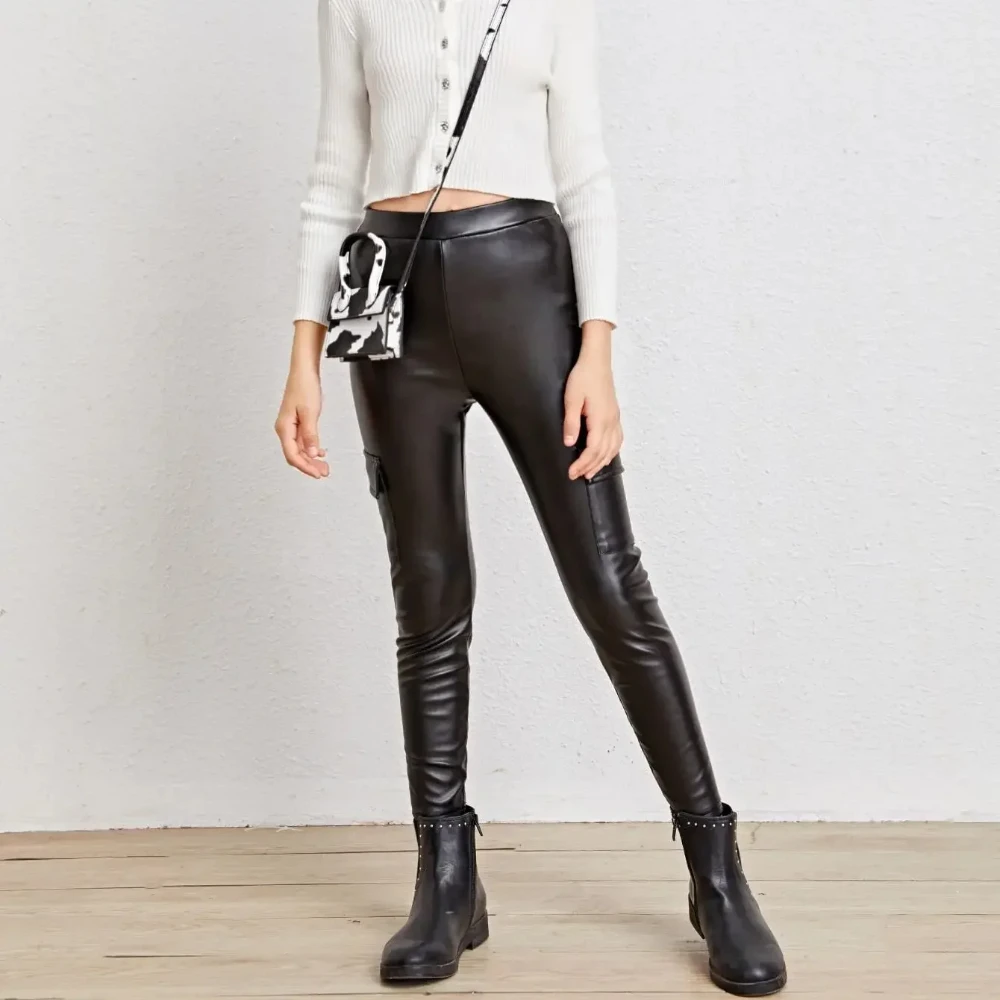 Girls PU Leggings Spring Autumn Legging for Kids Leather Skinny Pants 2 To 12 Years Children's Trousers Clothing Teenagers Pant