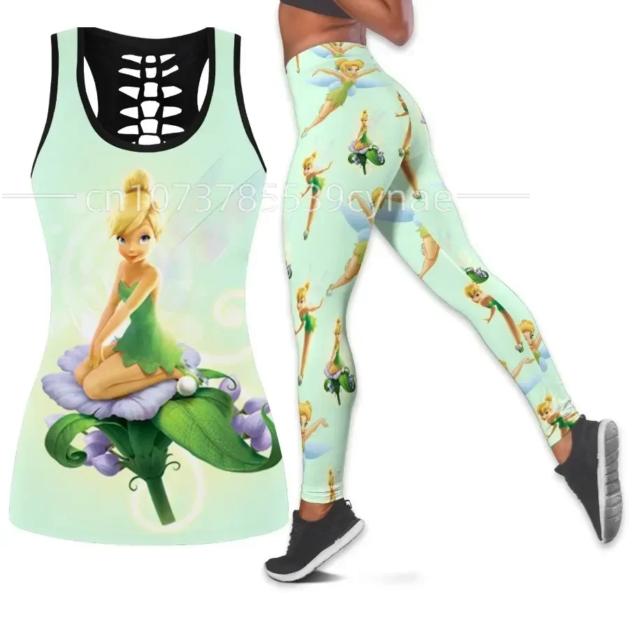 

Summer New Disney Tinker Ball Women's Book Hollow Vest+women's Leggings Yoga Set Fitness Leggings Suit Sports Set