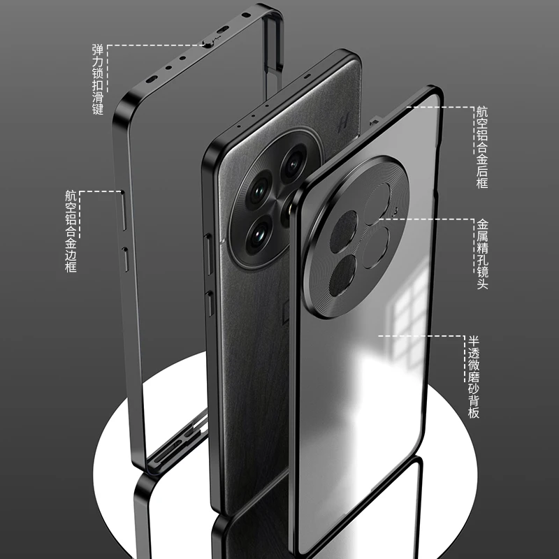 Aluminium Alloy Metal Frame Bumper with Tempered Glass Cover - Shockproof Hard Case
