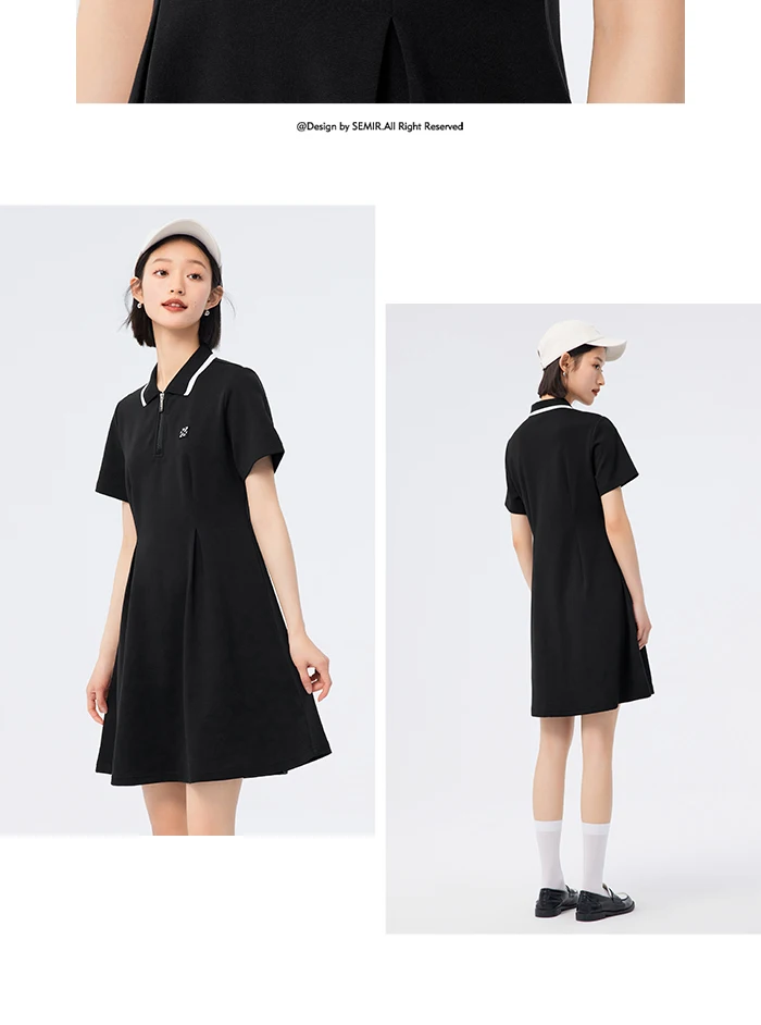 Dress Women Polo Collar Full Print Summer New Slim Waist Dress