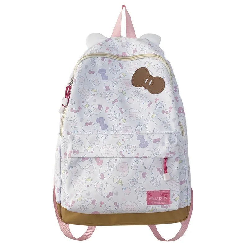 2024 New Hello Kitty Sweet and Cute Bow Cute Cat Ears School Bag Large Capacity Fashionable High-Looking Backpack for Women