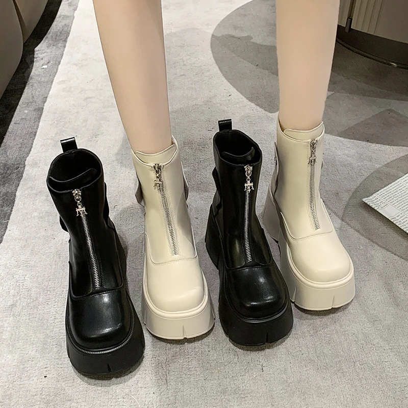 

Женские ботильоны из натуральной кожи, на плоской подошве, с круглым носком, на молнии