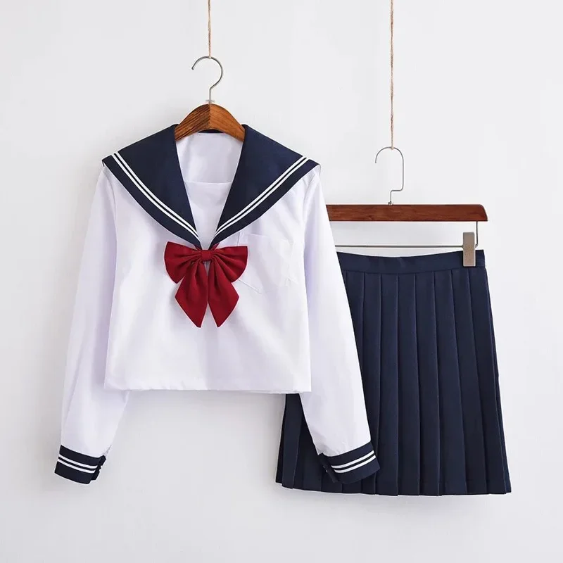

Japanese School Girl Uniform JK Black Sailor Basic Cartoon Navy Sailor Uniform Sets Navy Costume Women Girl Costume Uniform