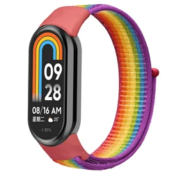 Nylon Loop Smartwatch Replacement Sport Wristband Strap for Mi Band 8 9 (Rainbow)