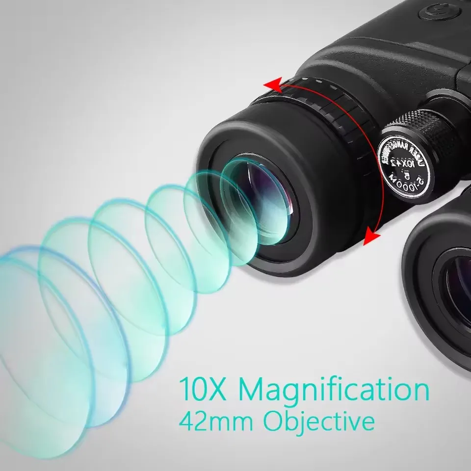 ZIYOUHU 10X42 HD Laser Rangefinding Binoculars for Outdoor Hunting Angle/Height Calculation & Flag Measurement 1200M/2000M Range