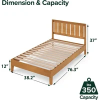 Deluxe Wood Platform Bed Frame with Headboard, Wood Slat Support, No Box Spring Needed, Easy Assembly, Rustic Pine, Twin 2