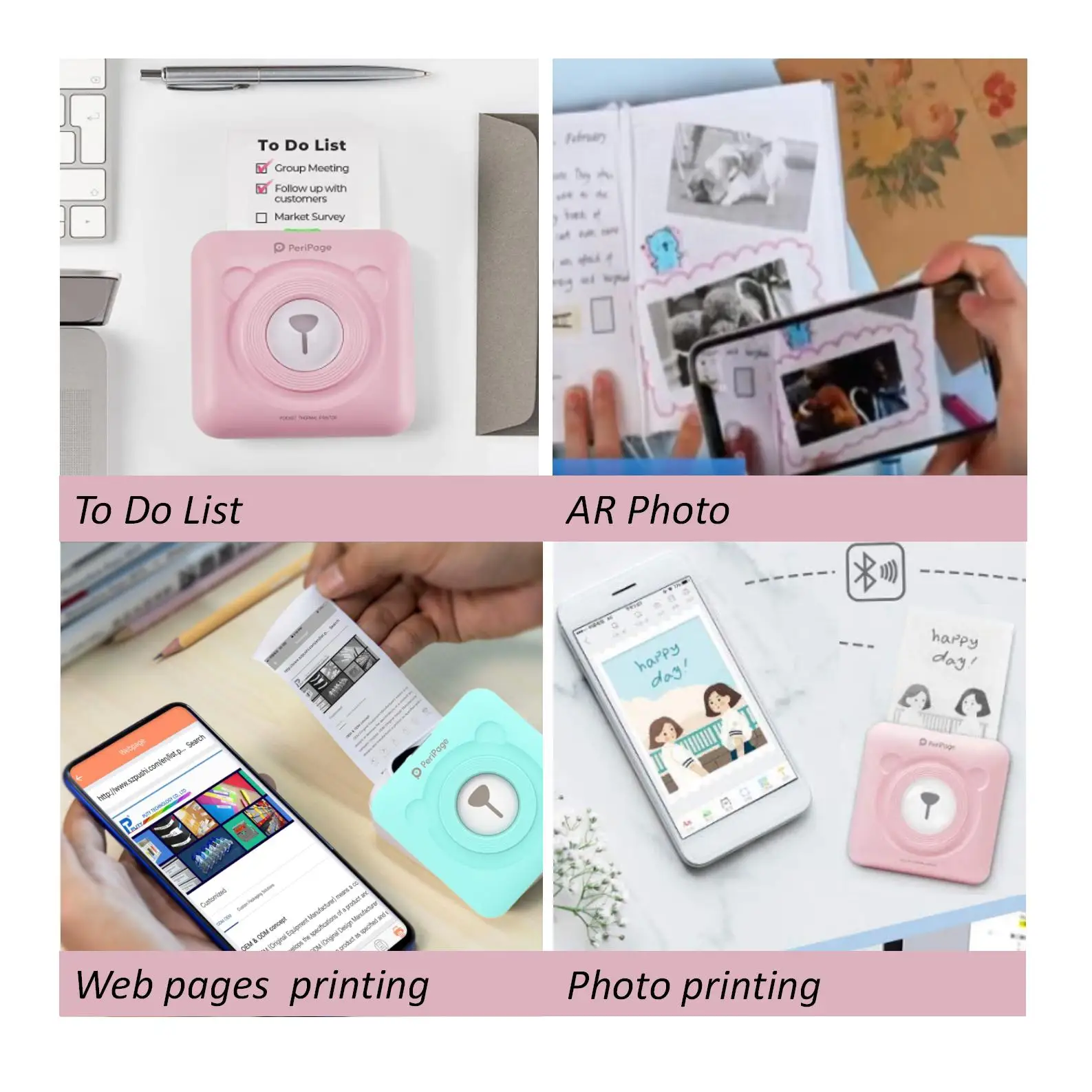 PeriPage 304 DPI Mini Photo Bluetooth Pocket Printer Wireless Portabl Sticker Thermal Printer For Mobile phone Android and iOS