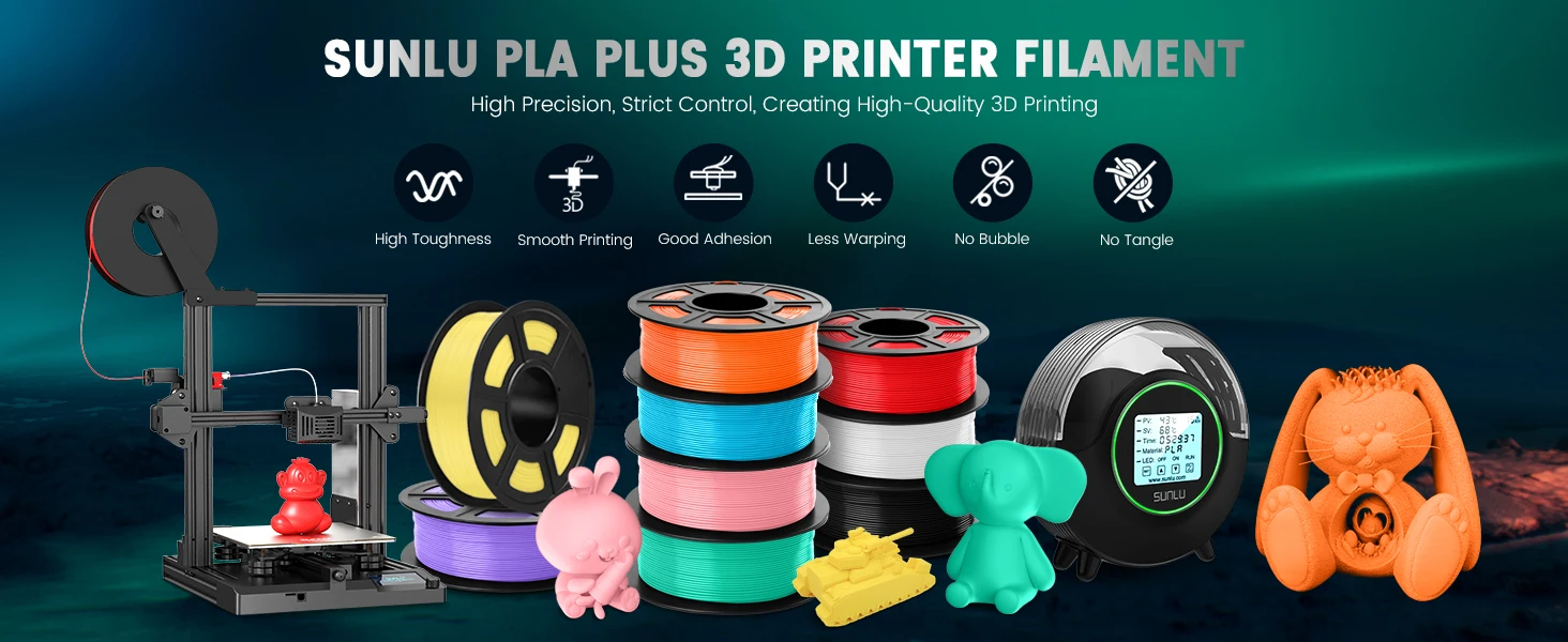 SUNLU PLA/PETG/PLA PLUS 3D Filament Refill 1.75mm Neatly Wound 3D Filament Bundle Refill for Most Brand Reuseable Spool 10KG