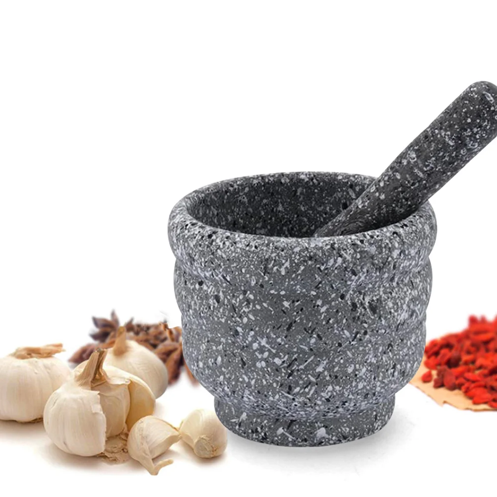 1Set Granite Pestle Spice Crusher Garlic Bowl Kitchen Mills Household Tool Medicine Grinder Practical Dining Bar