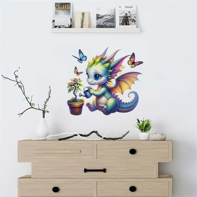 Cute Baby Dragon Animal Wall Sticker Kids Room Bedroom Home Decoration Wallpaper Background Decor Self Adhesive Decals M854