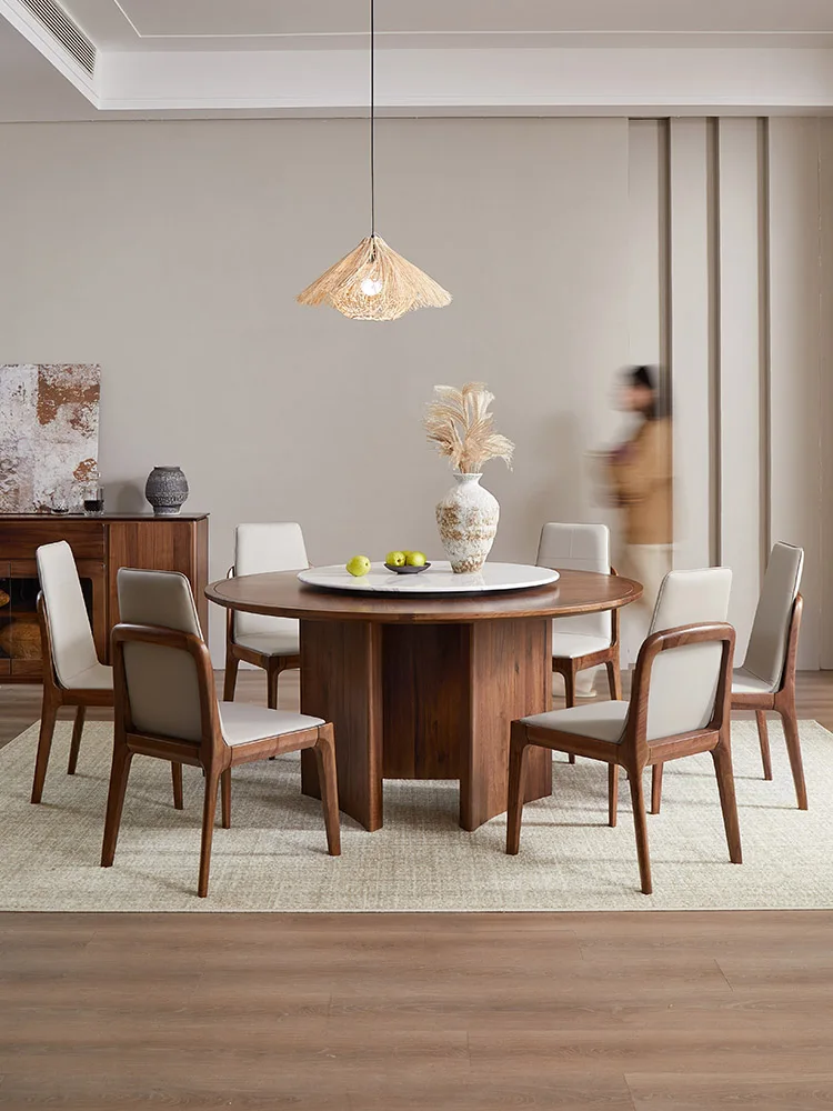 

Nordic Solid Wood Dining Table North America Black Walnut Wooden round Table Modern Minimalist Restaurant Home Dining Table