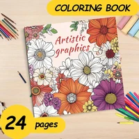 1pc Art Coloring Book 24Page Artistic Graphics Flower For Birthday Party Relieve Stress Kill Time Graffiti Painting Drawing Book 1