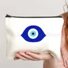 Colorful Blue Evil Eye Charm Nazar Amulet Love Heart GREECE Boho Mandala Canvas Bag Cosmetic Makeup Bag Pencil Case Zipper Pouch 6
