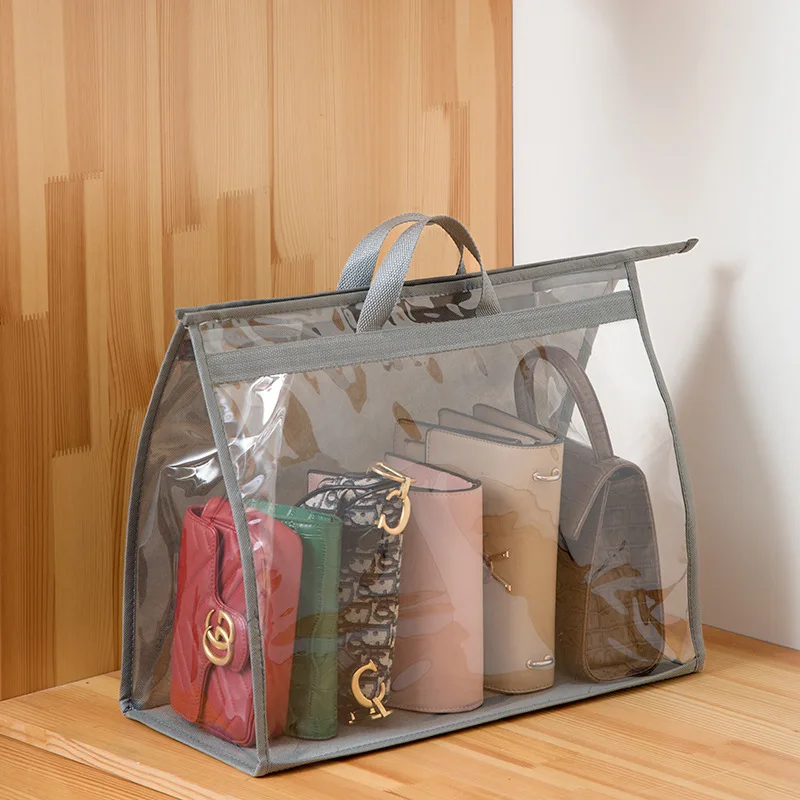 Hanging Handbag Storage Organizer Dust Cover Tote Bag Transparent Anti-dust Purse  Storage Bag for Hanging Closet with Zipper Handle 