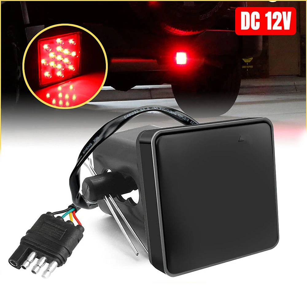 

15/12LED Car Stop Brake Lights Reverse Taillight Trailer Light Signal Warning Strobe Light Trailer Hitch Receiver Cover 12V