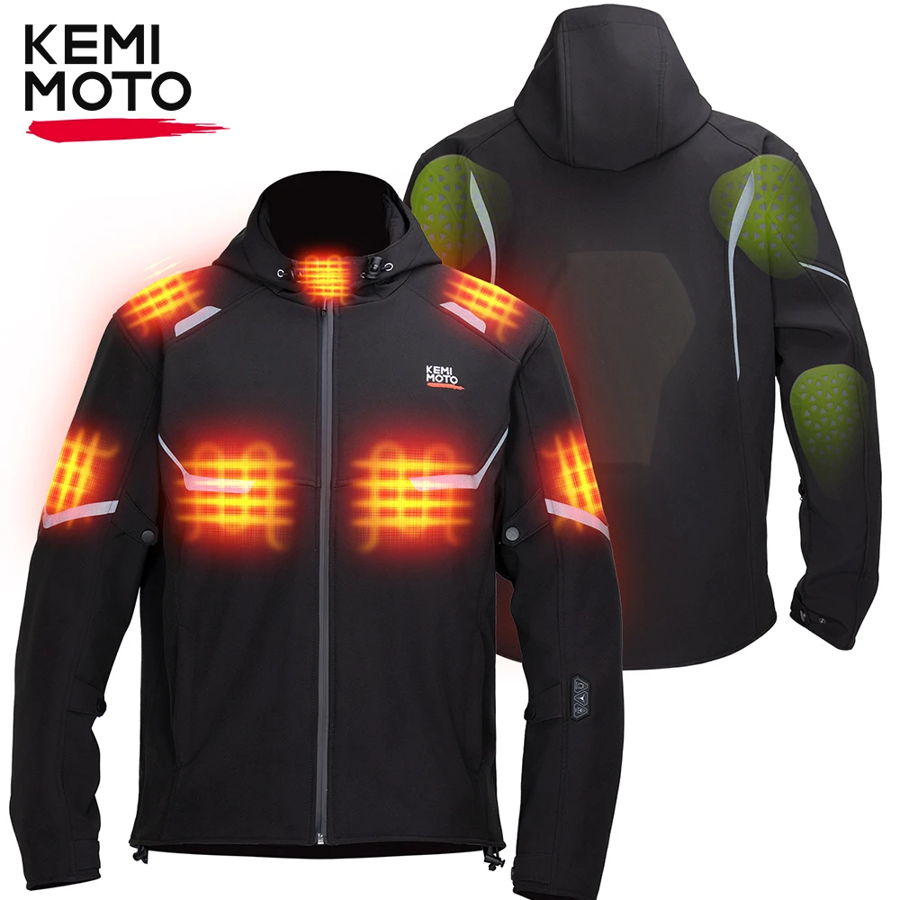 KEMIMOTO Motorcycle Jacket Men Heated Jacket Waterproof EVA Protective Gear 20000mAh Safety Battery for Winter Outdoor Riding
