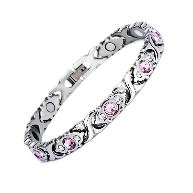 Titanium Steel Zirconia Bracelet Negative Ion Magnetic Energy Germanium Antioxidant Slimming Fat Burning Health Women's Bracelet