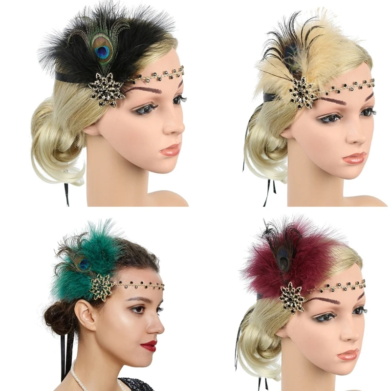 

1920s Vintage Flapper Headband Masquerade Party Accessories Hairband 264E