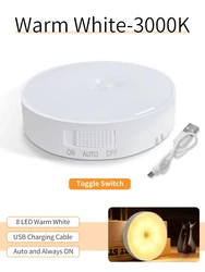 Rechargeable Smart Motion Sensor Cabinet Light - Warm & White LED for Kitchen, Stairs, Hallway, Closet, and Bedroom (With Switch Warm)