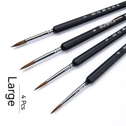 Borrence Premium Art Painting Brushes Set - Weasel Hair for Gouache, Watercolor, and Oil Paints (4pcs D)