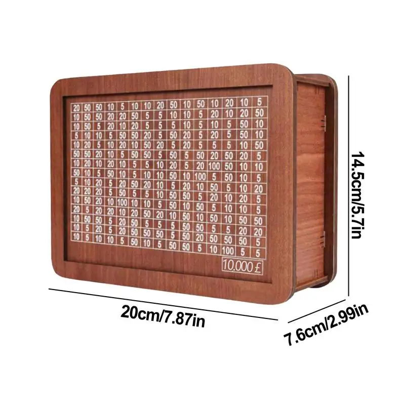 Saving Money Box Wooden Money Bank 10 000 Saving Challenge Money Saver With Money Target Decorative Wood Cash Bank Piggy Bank 6