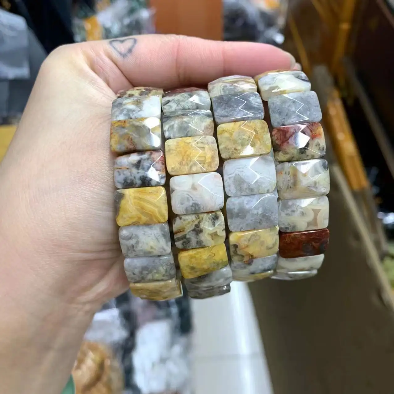 

2023 New Brazil Crazy Lace Agate Stone Beads Bracelet Natural Gemstone Jewelry Bangle for Women for Men for Gift Wholesale !