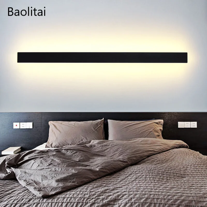 

Nordic Simple Led Line Wall Light 40CM 11W 220V Aluminum Acrylic Bedside Bedroom Living Room Background Corridor Stair Lamp