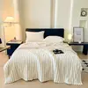 Faux Fur Throw Blanket for Couch, Cozy Warm Plush Striped Blanket for Sofa Bedroom Living Room, All Season Use Festival Decor 3