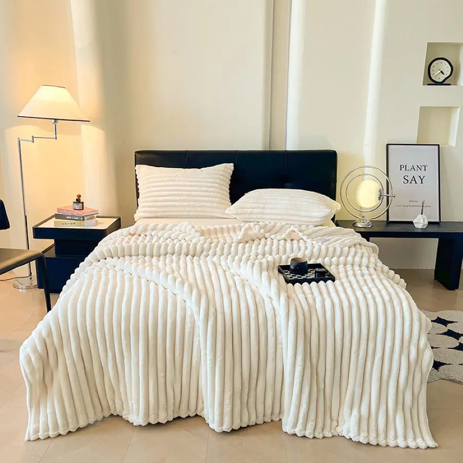 Spring Throw Blanket for Couch, Cozy Warm Plush Striped Blanket for Sofa Bedroom Living Room, All Season Use Festival Home Decor 3