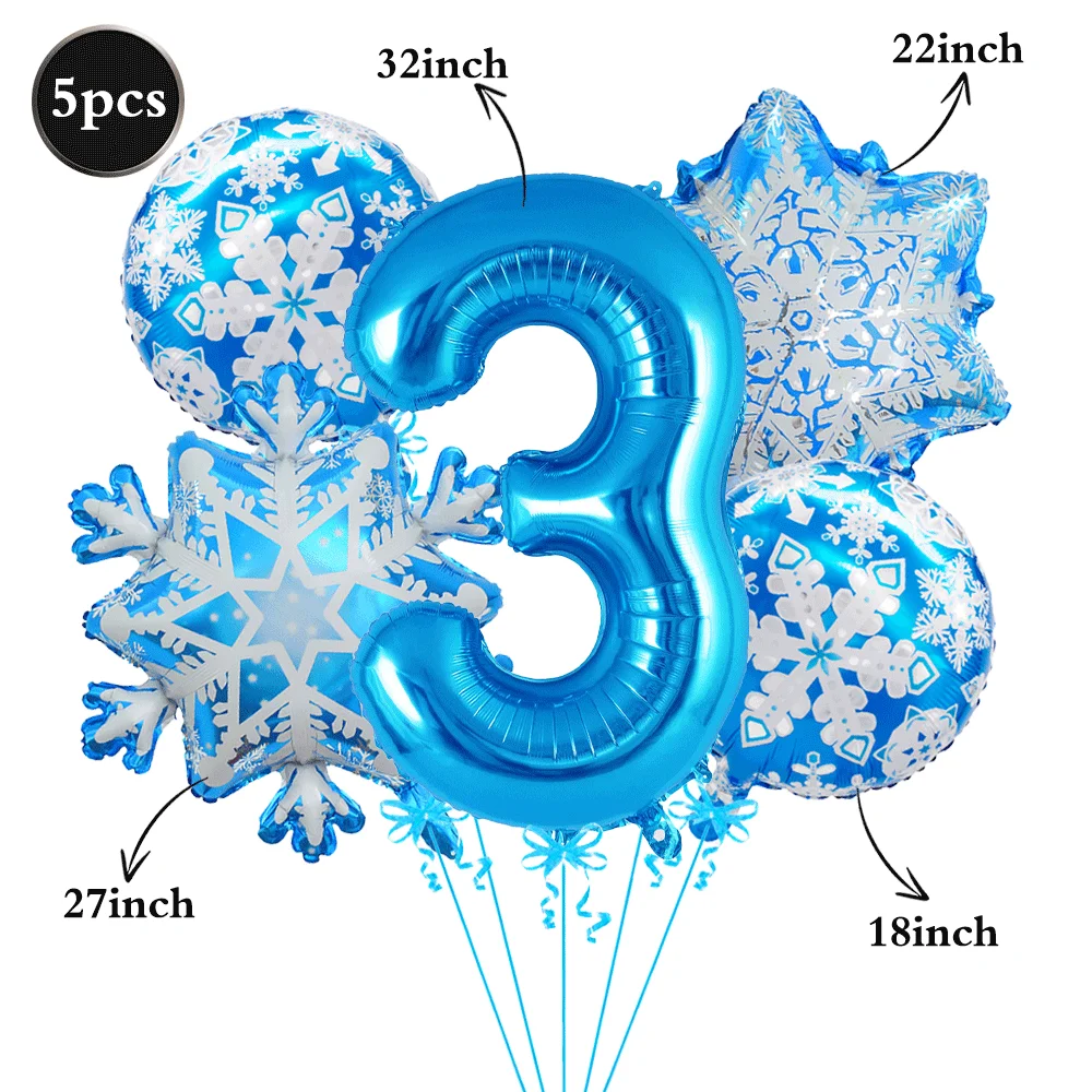 Frozen Geburtstagsparty Dekorationen Schneeflocken-Teller Servietten Becher Banner Blau Lila Schnee-Folienballons Winterwunderland Zubehör – Detail 14