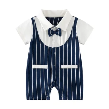 Jumpsuits Kids New Fashion Boys Rompers Casual Clothes Sets Summer Outfit Baby Children Short Sleeve Shirt Formal Gentleman Suit 1