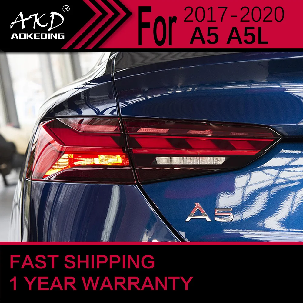 

Автомобильные фары для Audi A5 светодиодный Tail светильник 2017-2020 A5, задний стоп-сигнал, Тормозные сигналы, DRL, задние автомобильные аксессуары