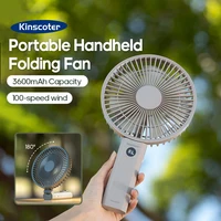 Ventilateur portable à main 3600mAh, ventilateur de bureau pliable multifonctionnel rechargeable, 100 vitesses avec écran LED pour les voyages en plein air 1