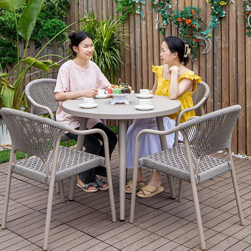 Top Selling 4Pcs a lot Nordic Simple Modern Rattan Chair for Dining and Living Room Furniture Outdoor Garden Chairs