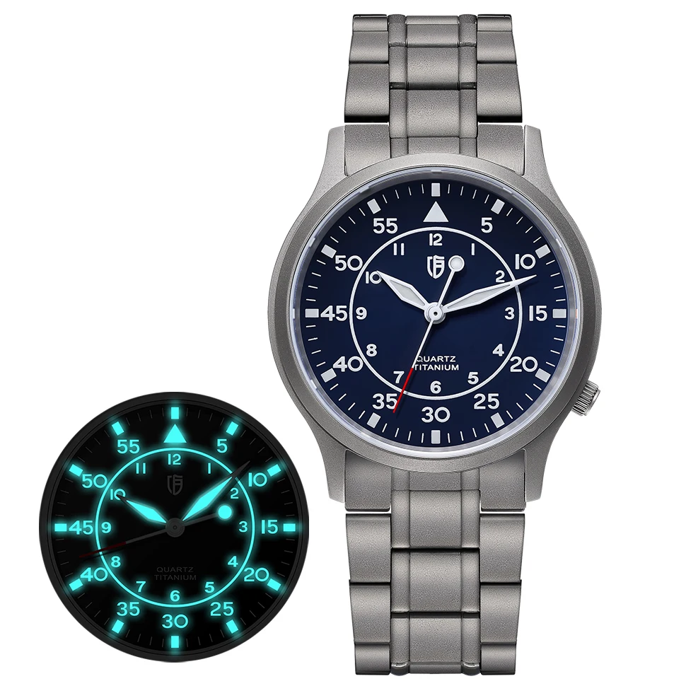 

BERNY BERNY VH31 Men's Quartz Watch Super Luminous Sapphire Glass Fashion 5ATM Waterproof Titanium Men's Vintage Pilot Watch