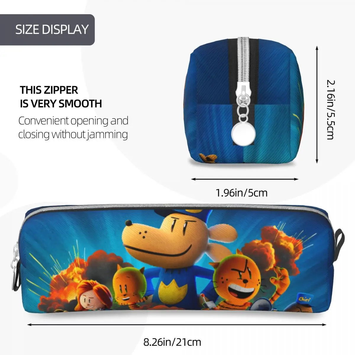 Dog Man Cartoon Pencil Cases Fun Pen Box Bag Kids Large Storage Office Cosmetic Pencilcases